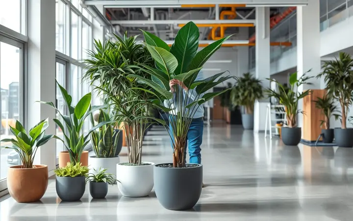 绿植布置完成后现场调整