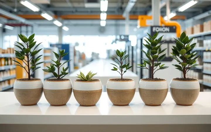 连锁门店统一绿植配置，标准化花盆与植物品种展示