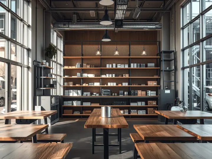 咖啡店原始空间，北欧简约风格，采光良好