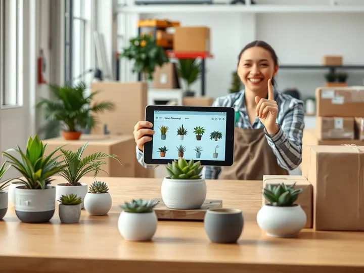 绿植租摆选型咨询场景：工作人员展示方案