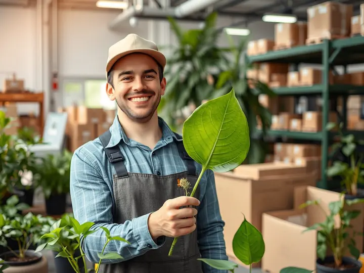 养护人员向客户展示植物健康状态