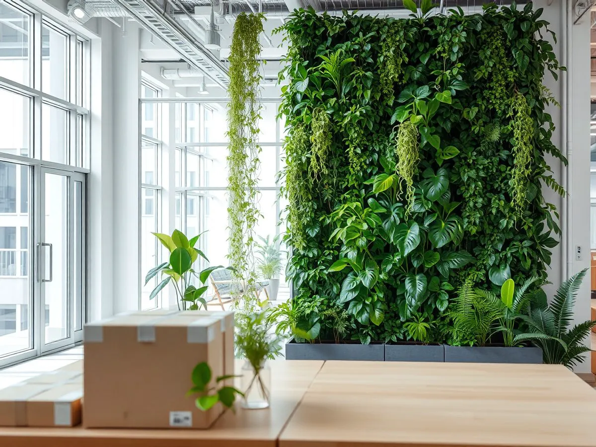 现代办公大堂绿植墙实景