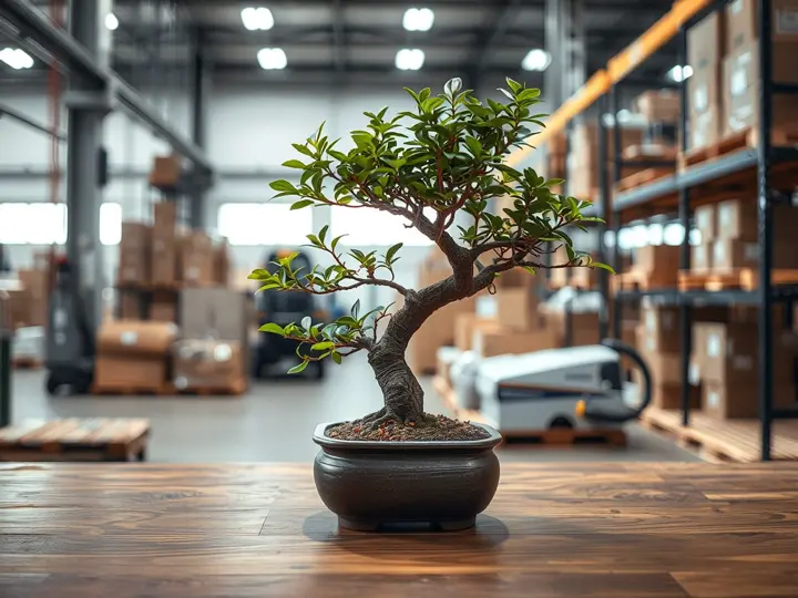 盆景细节展示：枝叶与盆器