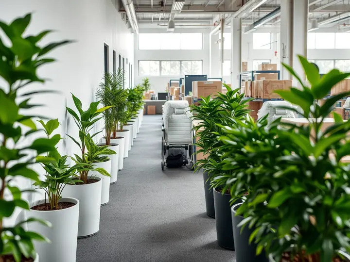 办公室走廊绿植点缀效果