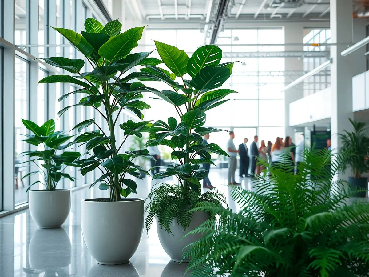 企业大堂绿植升级改造后的实景效果