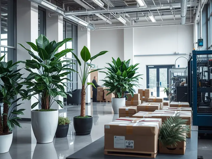 大堂绿植升级改造前的现场勘查场景